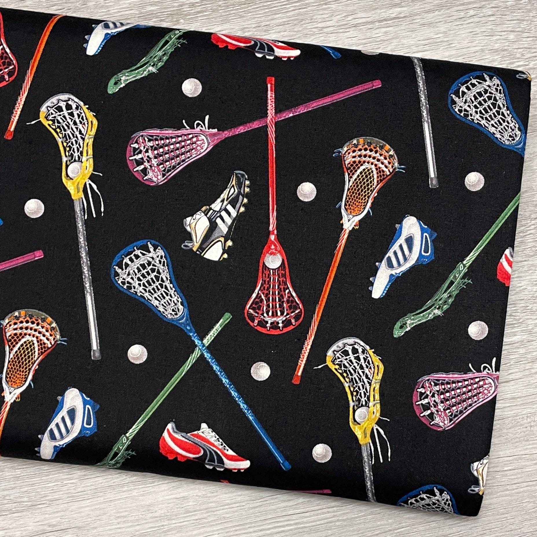 Lacrosse Fabric - 421-Black - Elizabeth's Studio Sports Collection - 100% Cotton