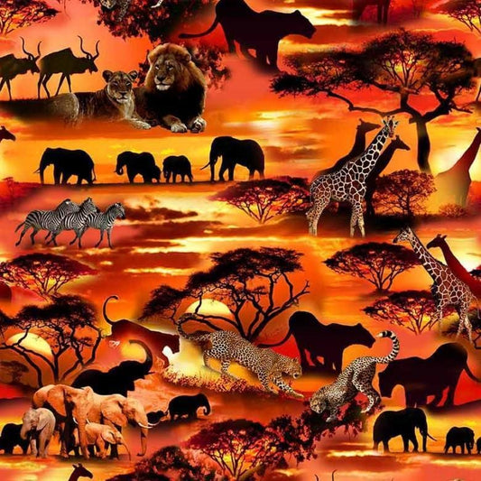 Safari Animal Fabric - Michael Miller - African wilderness - Serengeti Plains