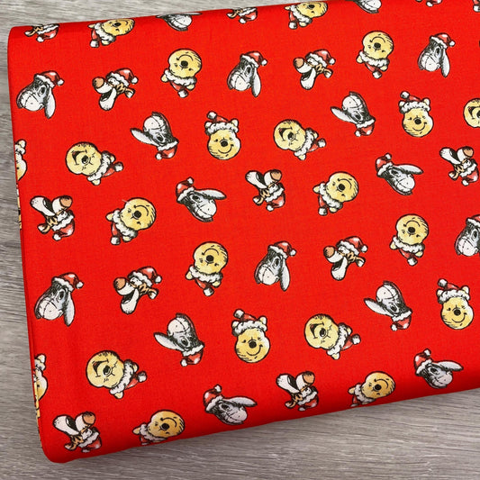 Winnie The Pooh Christmas fabric - Santa Hat Toss