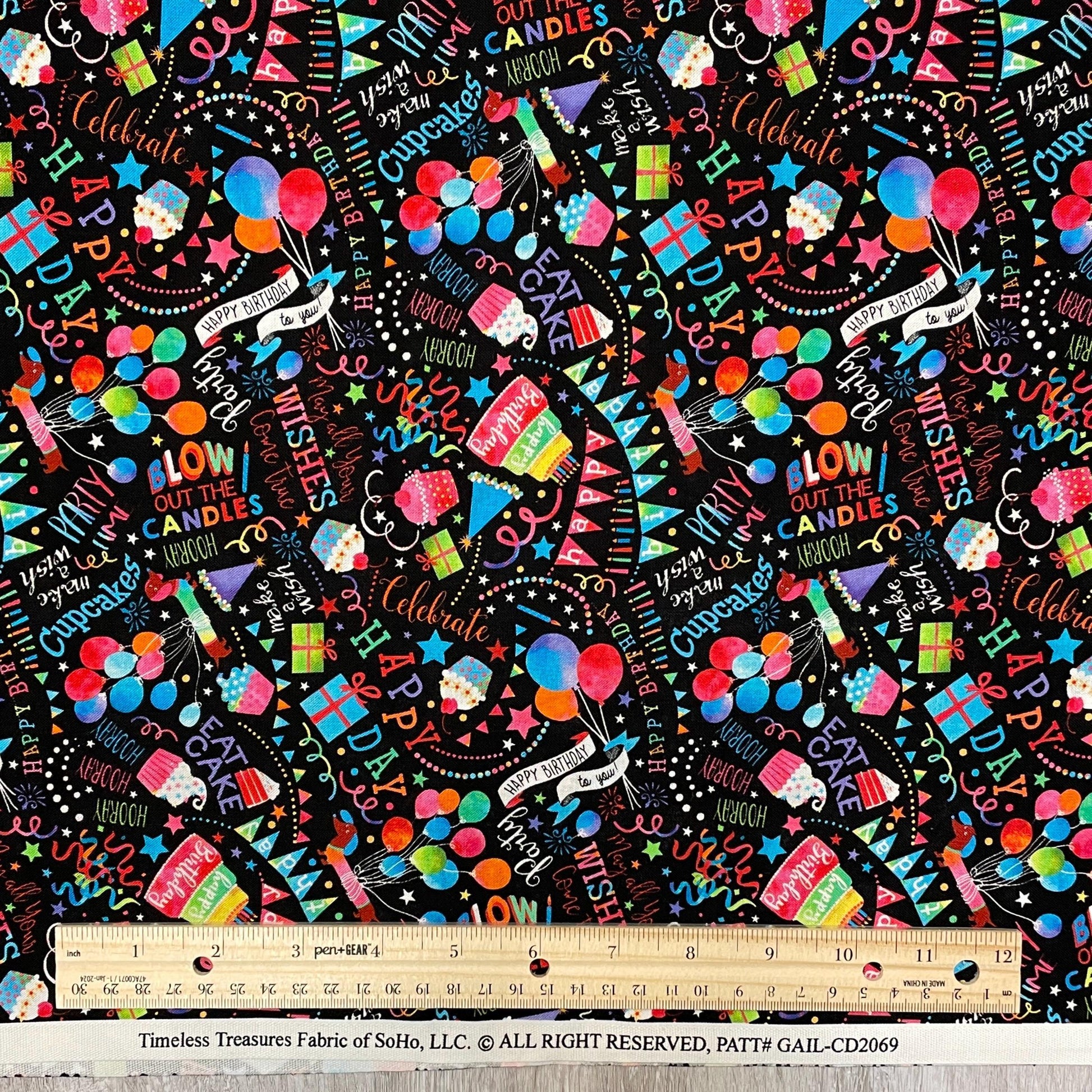 Happy Birthday Wishes Fabric - Party Animal