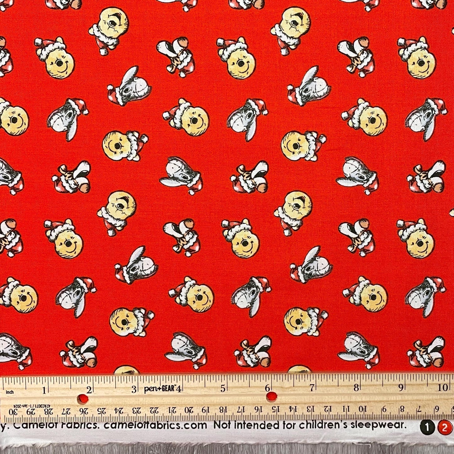 Winnie The Pooh Christmas fabric - Santa Hat Toss