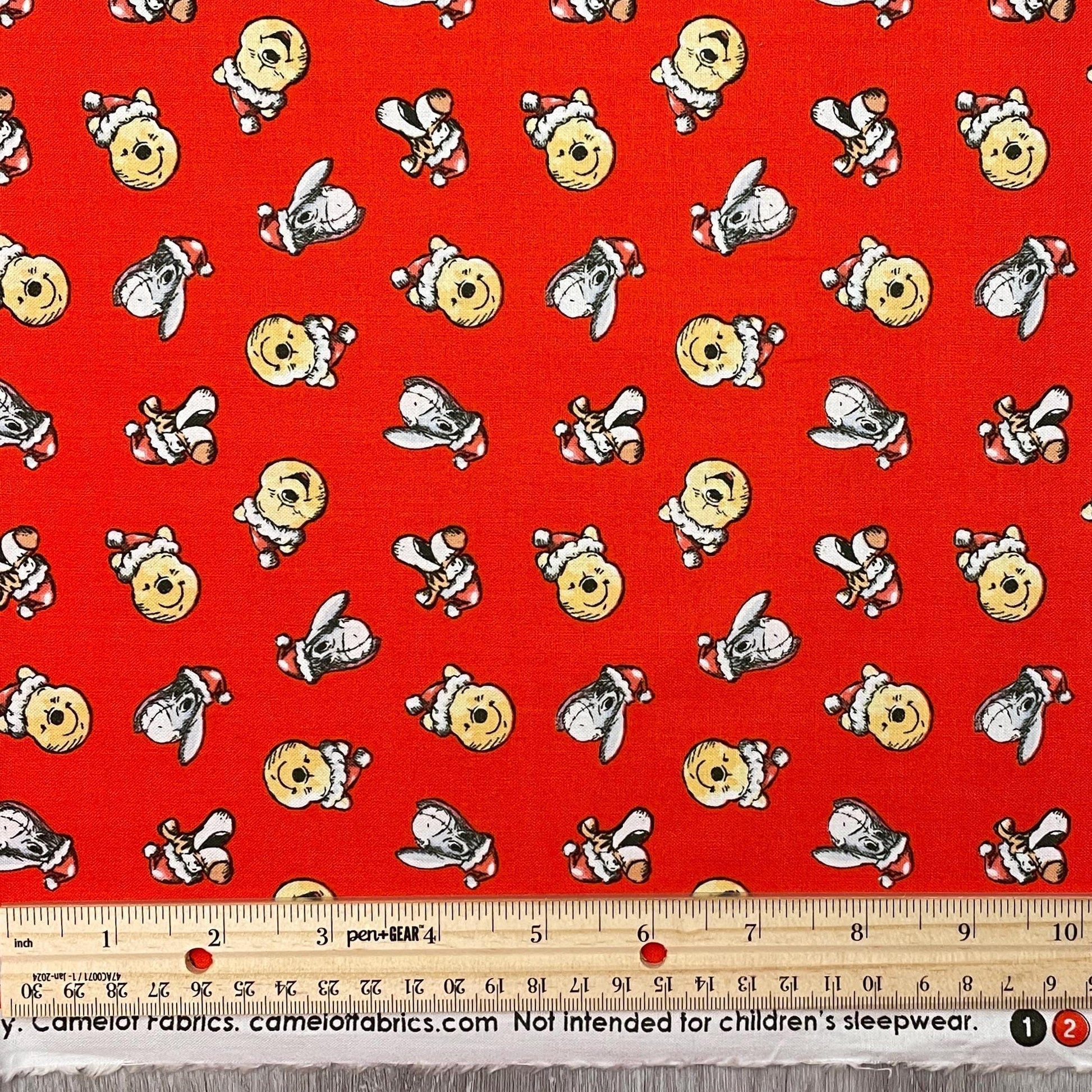Winnie The Pooh Christmas fabric - Santa Hat Toss