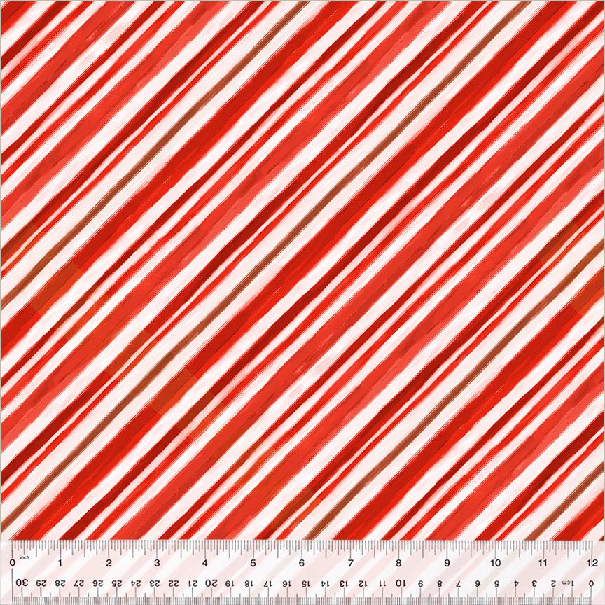 Meowy Christmas - Stripe - 100% cotton fabric - Windham Fabrics - 54488-7 Candy Cane