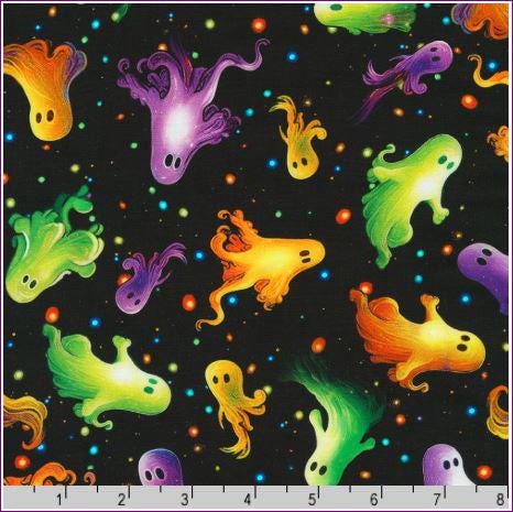Ghost Fabric - Bright Frights - Robert Kaufman - 100% Cotton - RCCD-23087-438 Night