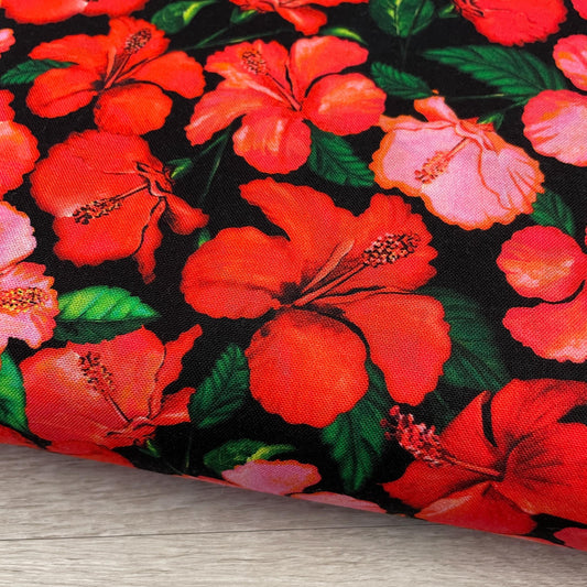 Hibiscus Fabric - Tropical Paradise - Whistler Studios 53929-1- 100% cotton