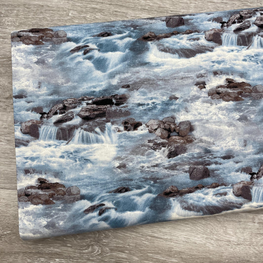 Water fabric - Running Rapids 552 Blue - Landscape Medley Collection - Elizabeth's Studio - 100% Cotton - rocks river whitewater rafting