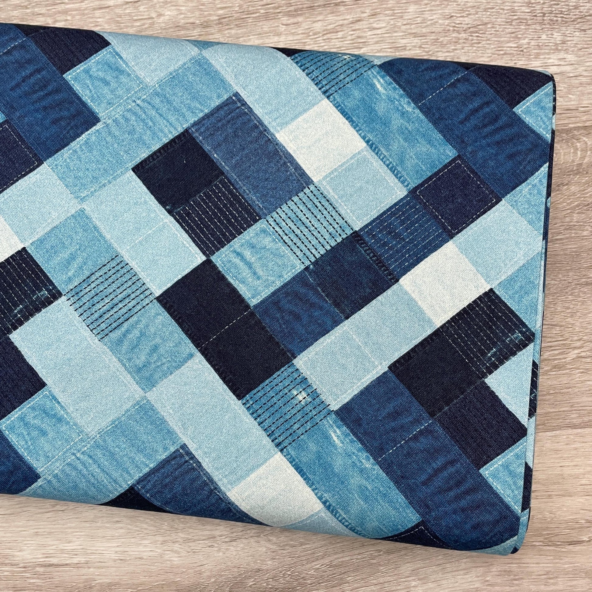 Faux Denim Fabric - Blue Jean Baby - Blue Pyramid