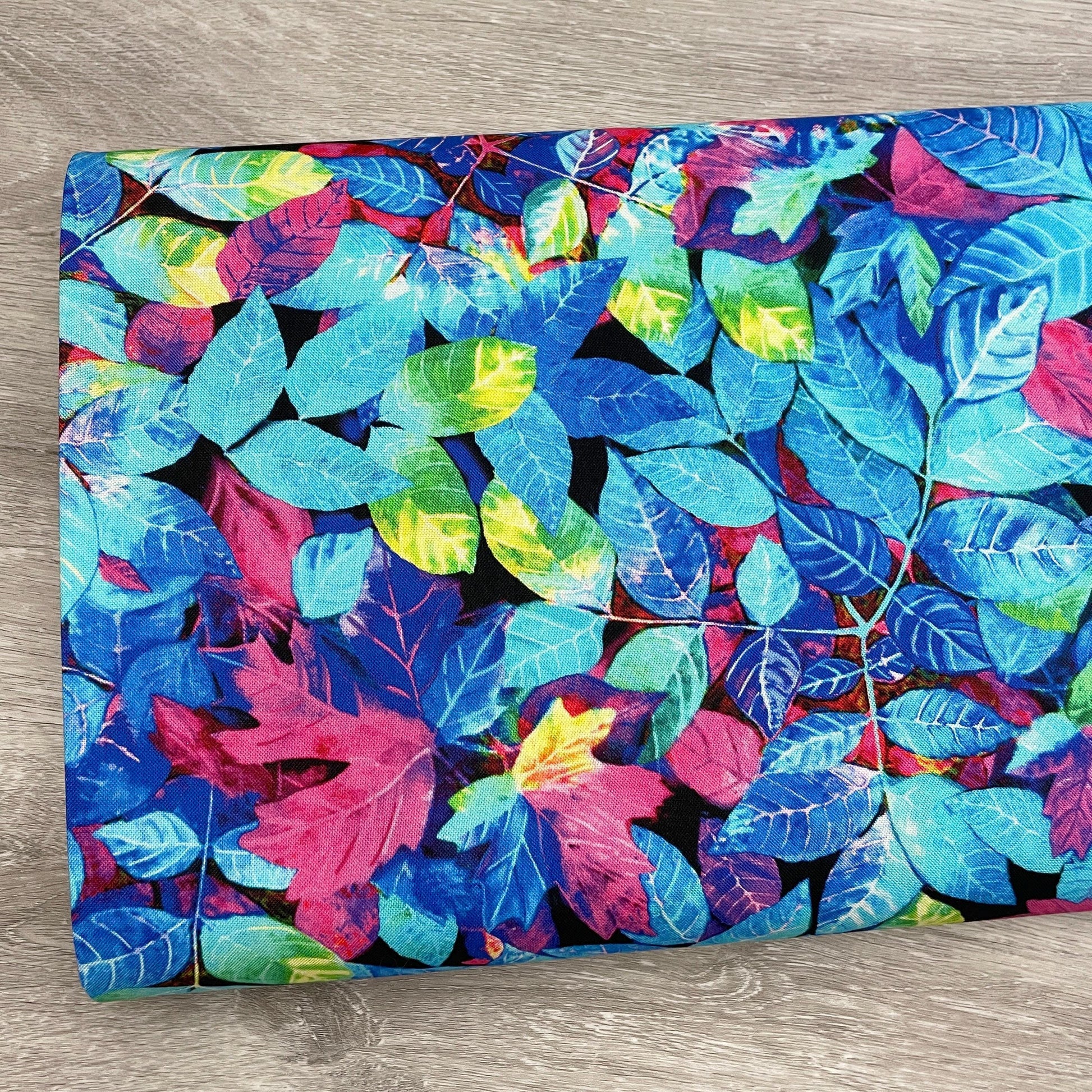 Electric Colors Fall Leaves Fabric - Multi - Nature's Glow