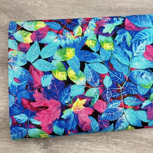 Electric Colors Fall Leaves Fabric - Multi - Nature's Glow