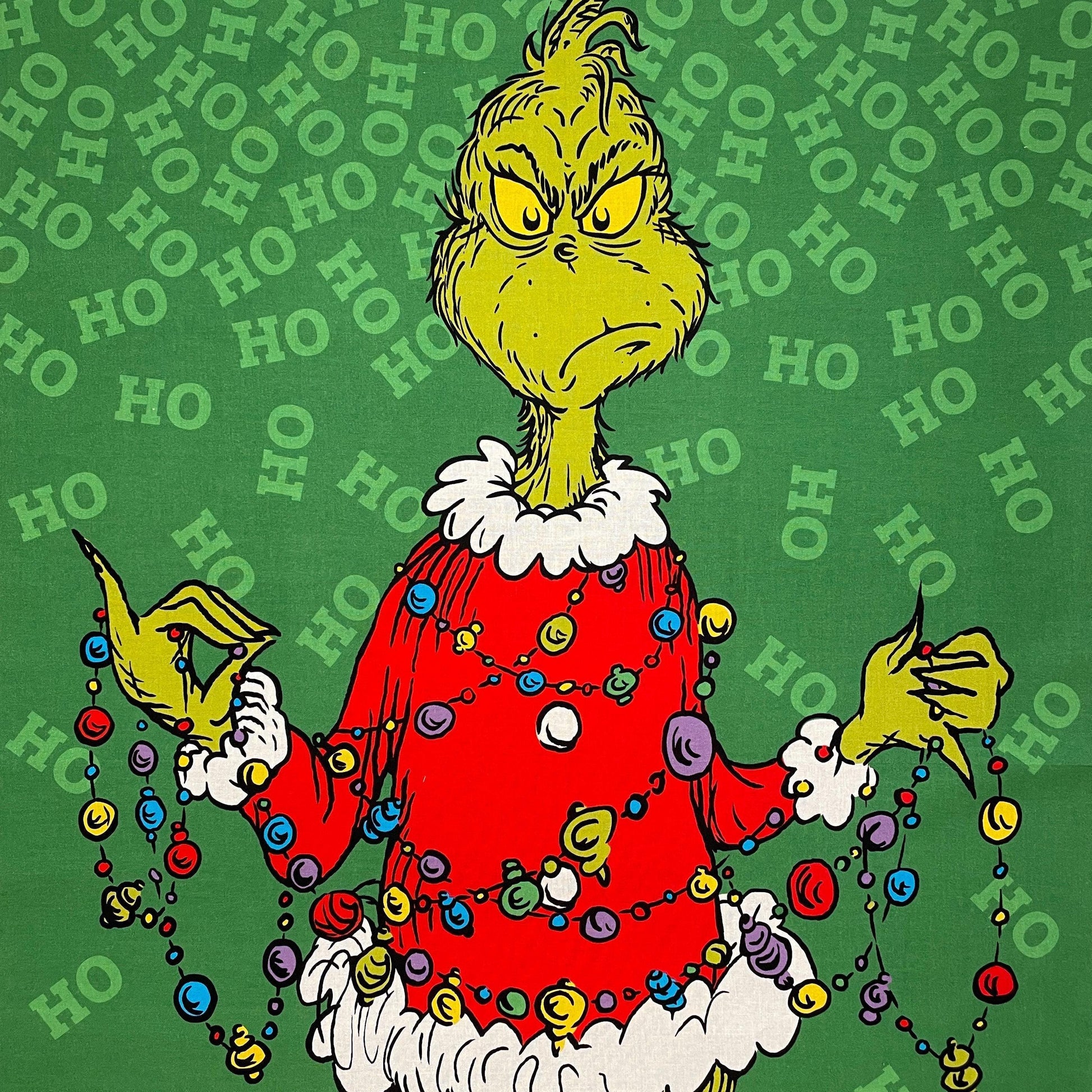 Grinch Fabric Panel - 23.5" x 43" - Robert Kaufman - How the Grinch Stole Christmas - 100% cotton fabric
