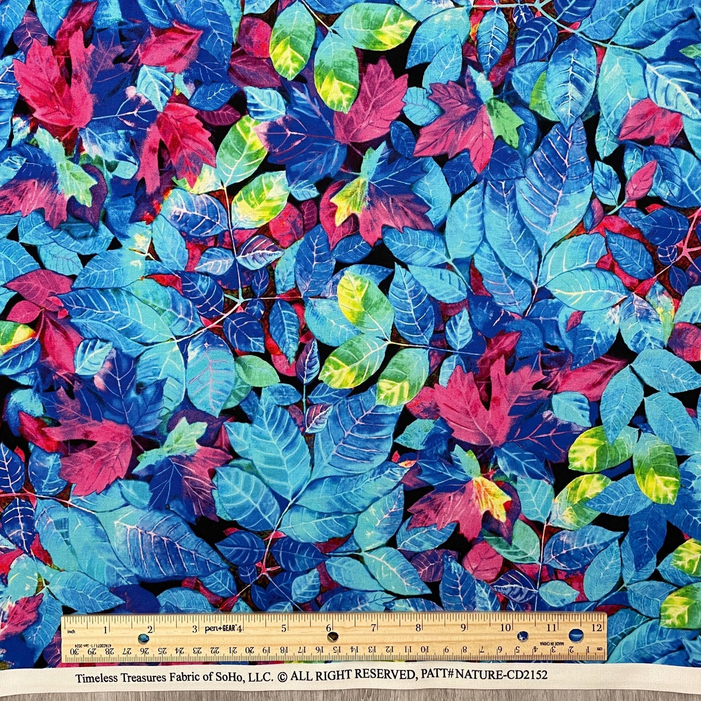Electric Colors Fall Leaves Fabric - Multi - Nature's Glow