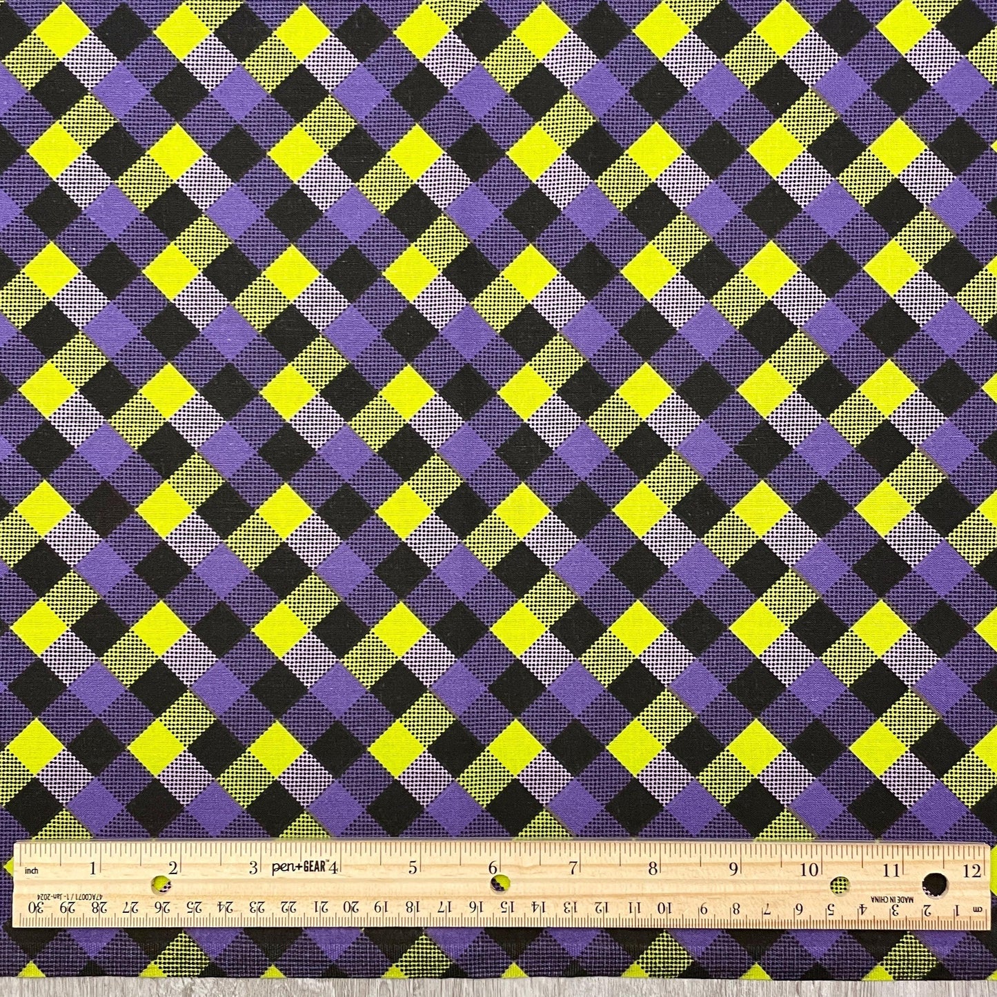 Halloween Checkerboard Fabric - 100% Cotton Fabric - Purple and Green 1/2" Check by the yard