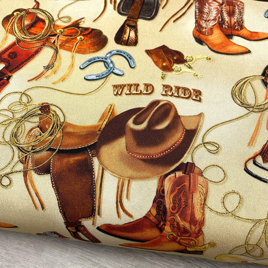 Western Ways Yellowstone Fabric - Kanvas Studios for Benartex - 100% Cotton - Cowboy Rodeo Country Material