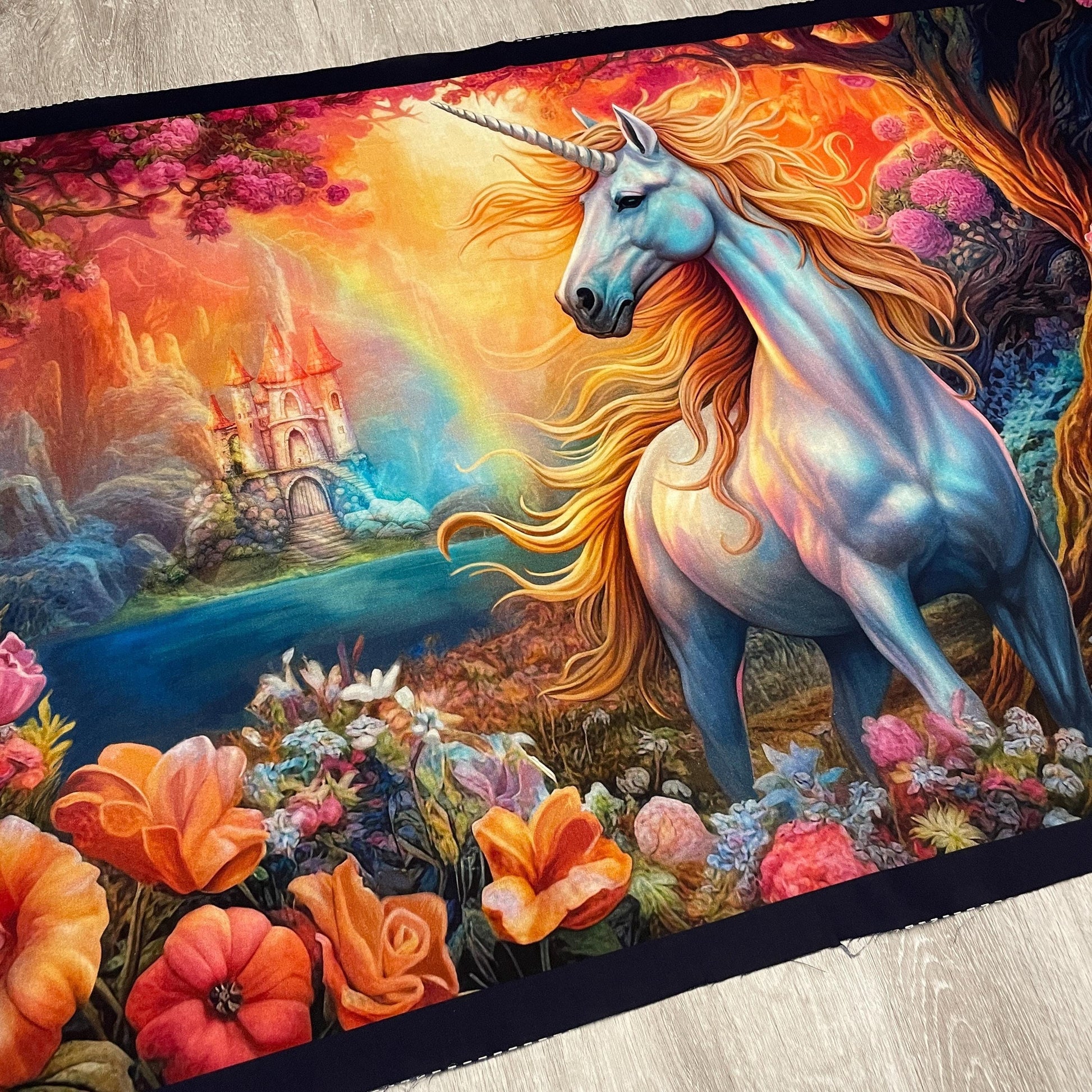Mystical Unicorn Fabric Panel - 24" x 44" - QT Fabrics - Navy