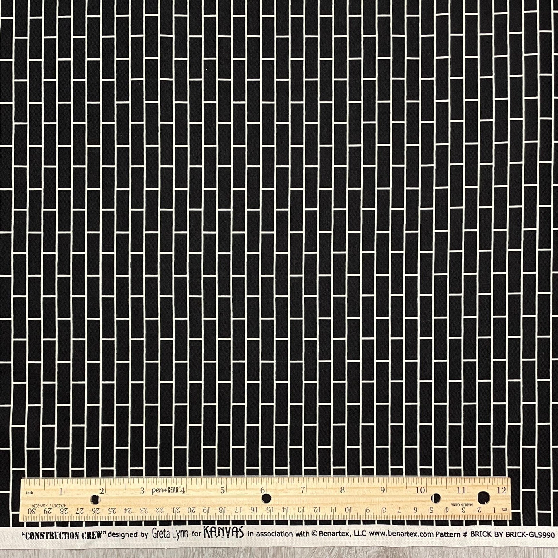 Black Tile fabric - Glows in the dark - Brick By Brick
