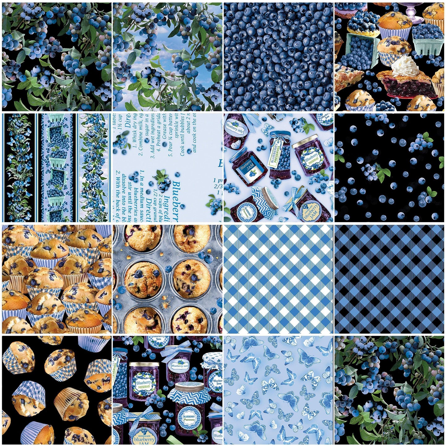 Blueberry Hill - Pick your fabric by the 1/2 yard - Benartex - 100% Cotton Fabric - food theme quilt material