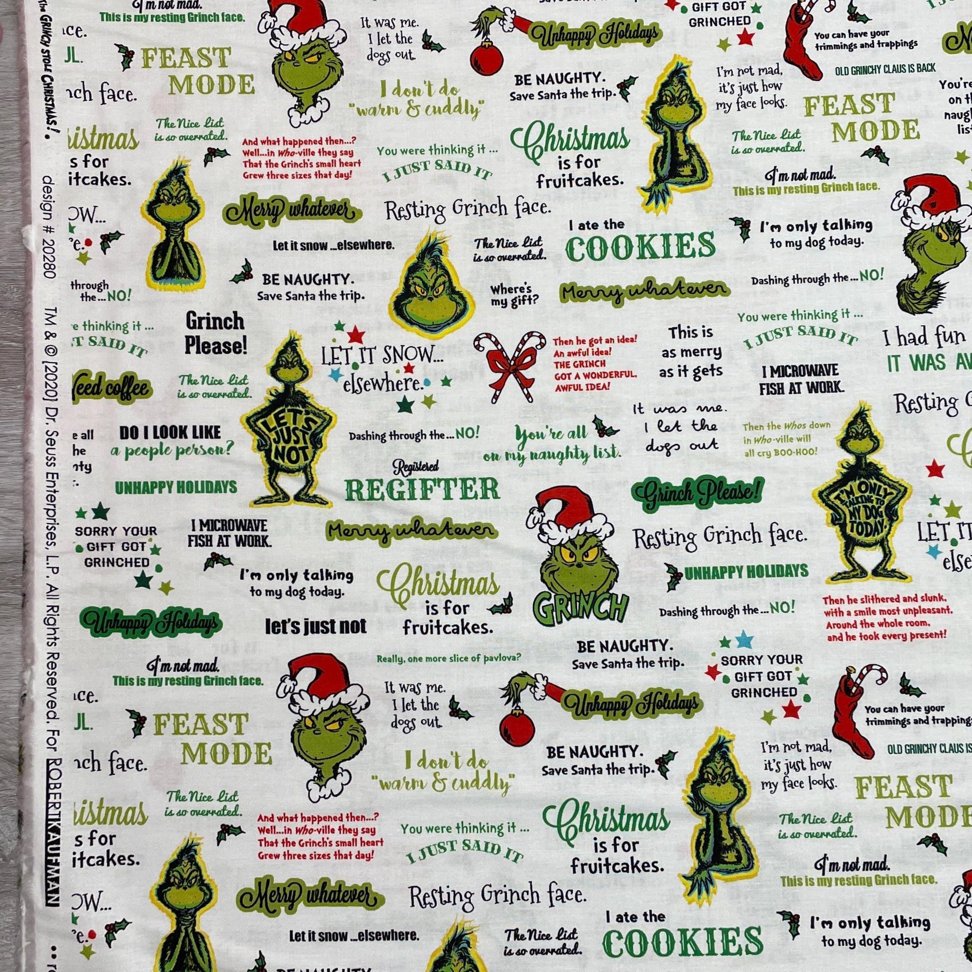 Grinch Fabric - Letters - How the Grinch Stole Christmas