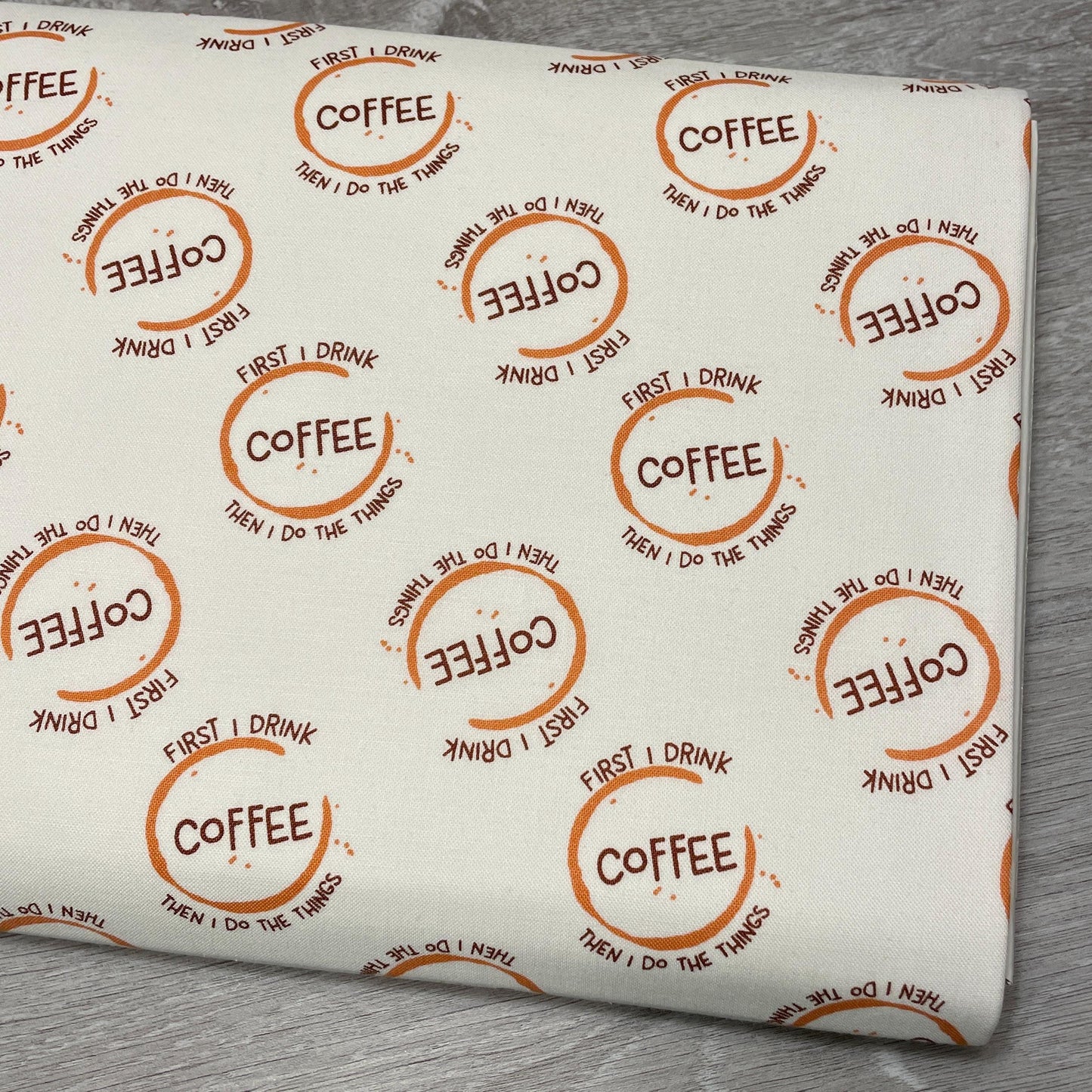 Coffee fabric by the yard - White But First Coffee