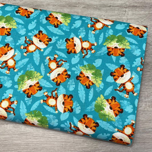Tossed Tiger Fabric - 100% cotton - Henry Glass - Party Animals by Rob Parkinson