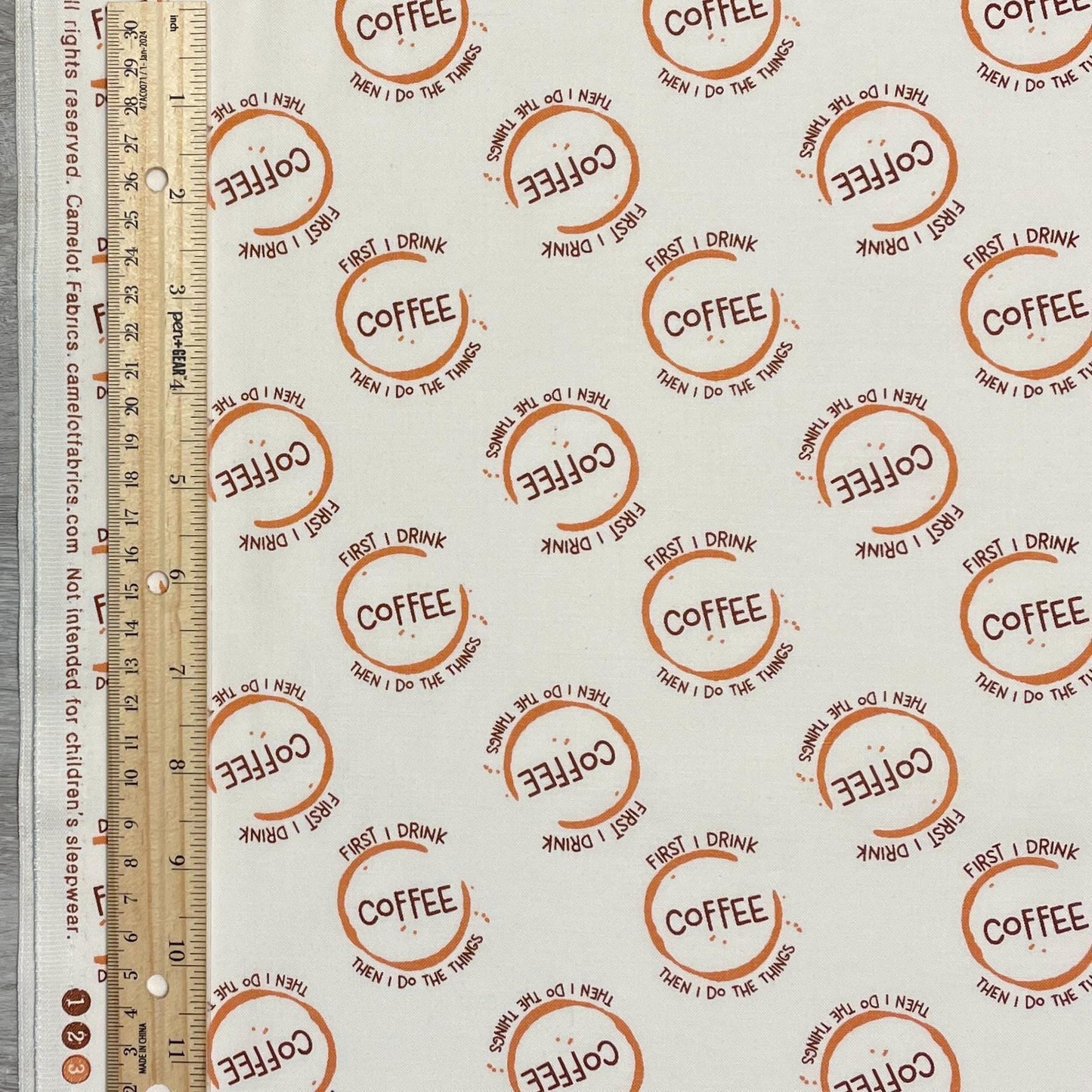 Coffee fabric by the yard - White But First Coffee