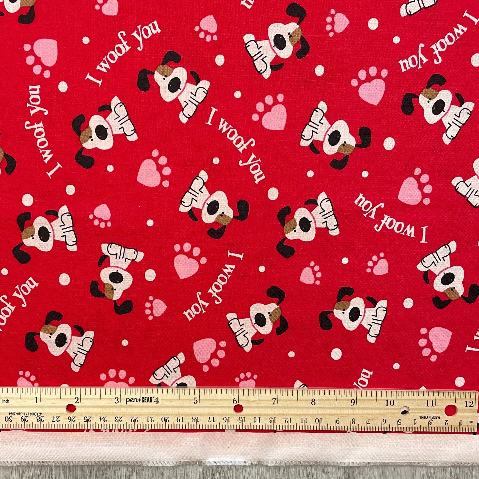 I Woof You - Dog Valentine's Day - 100% cotton fabric