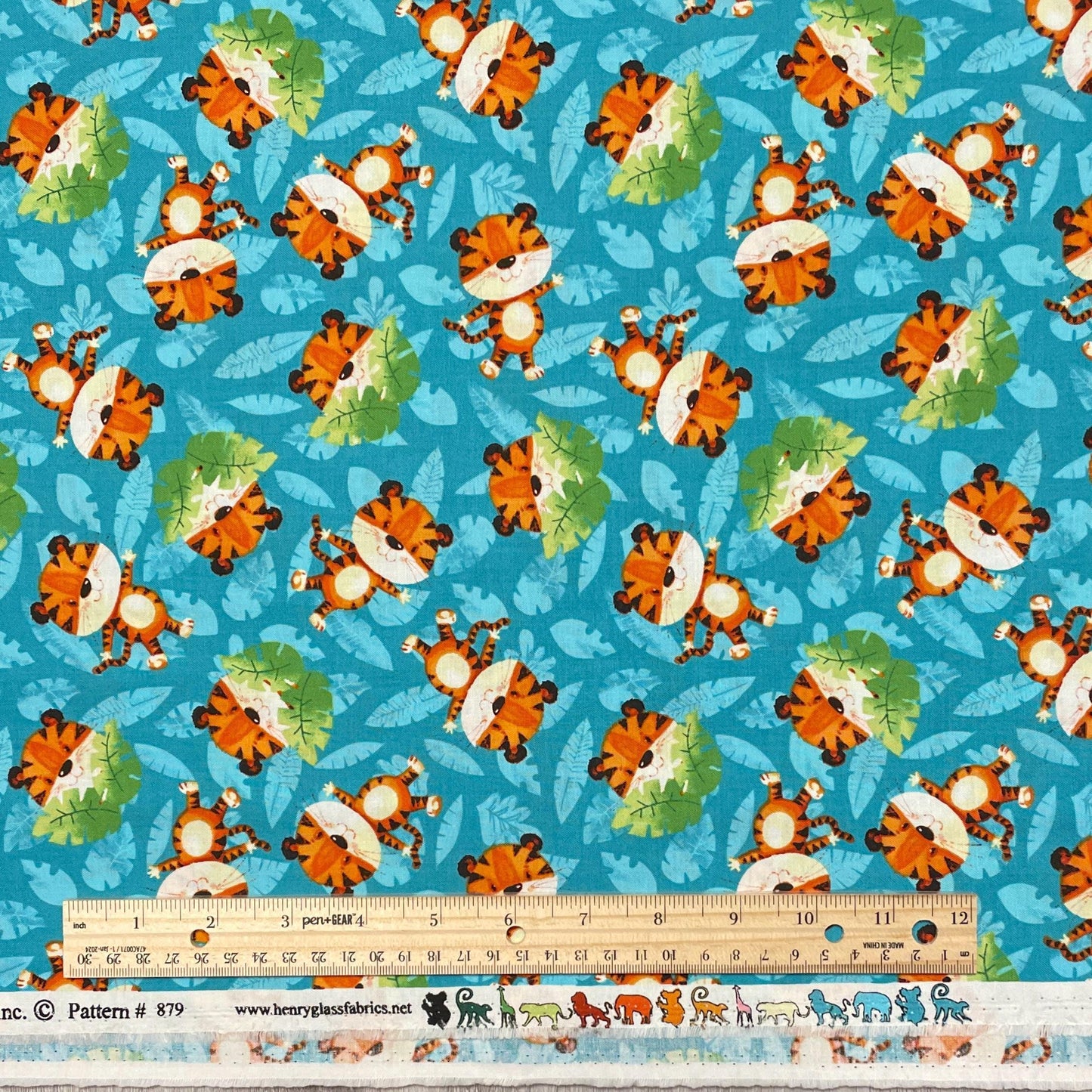 Tossed Tiger Fabric - 100% cotton - Henry Glass - Party Animals by Rob Parkinson