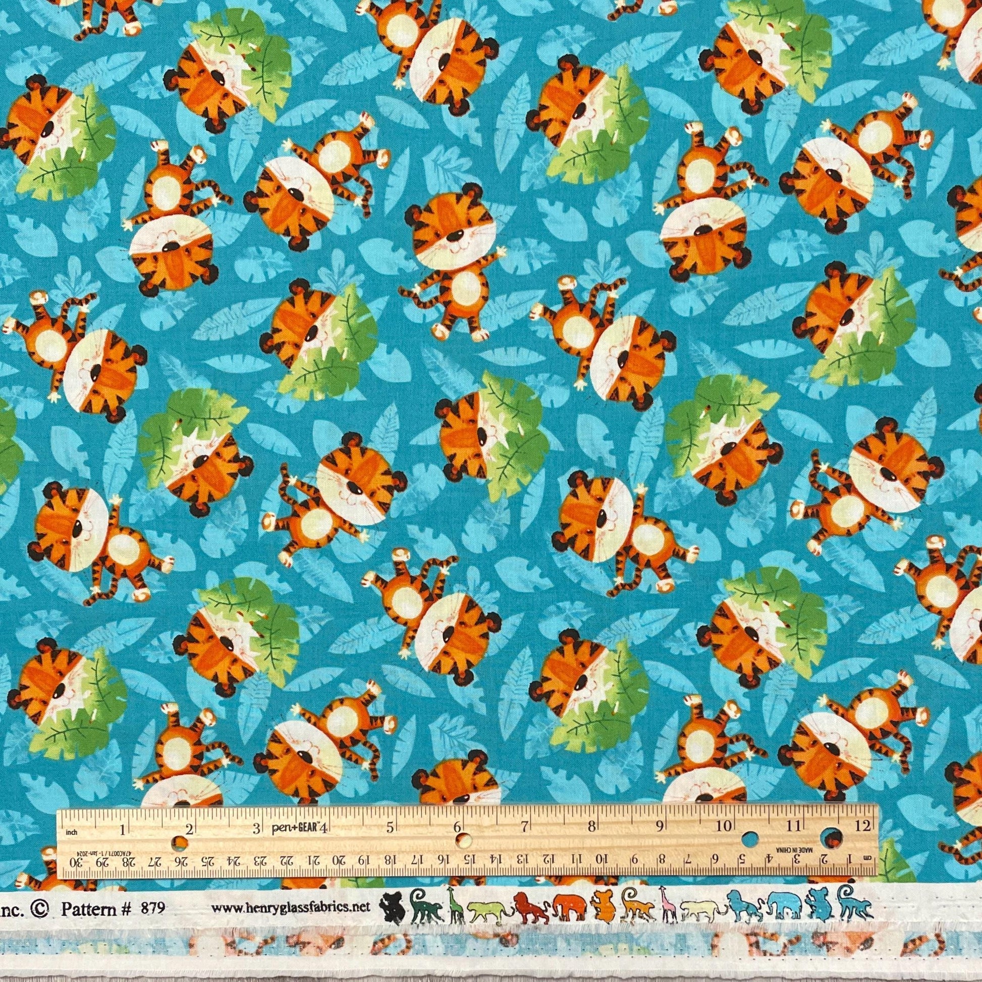 Tossed Tiger Fabric - 100% cotton - Henry Glass - Party Animals by Rob Parkinson