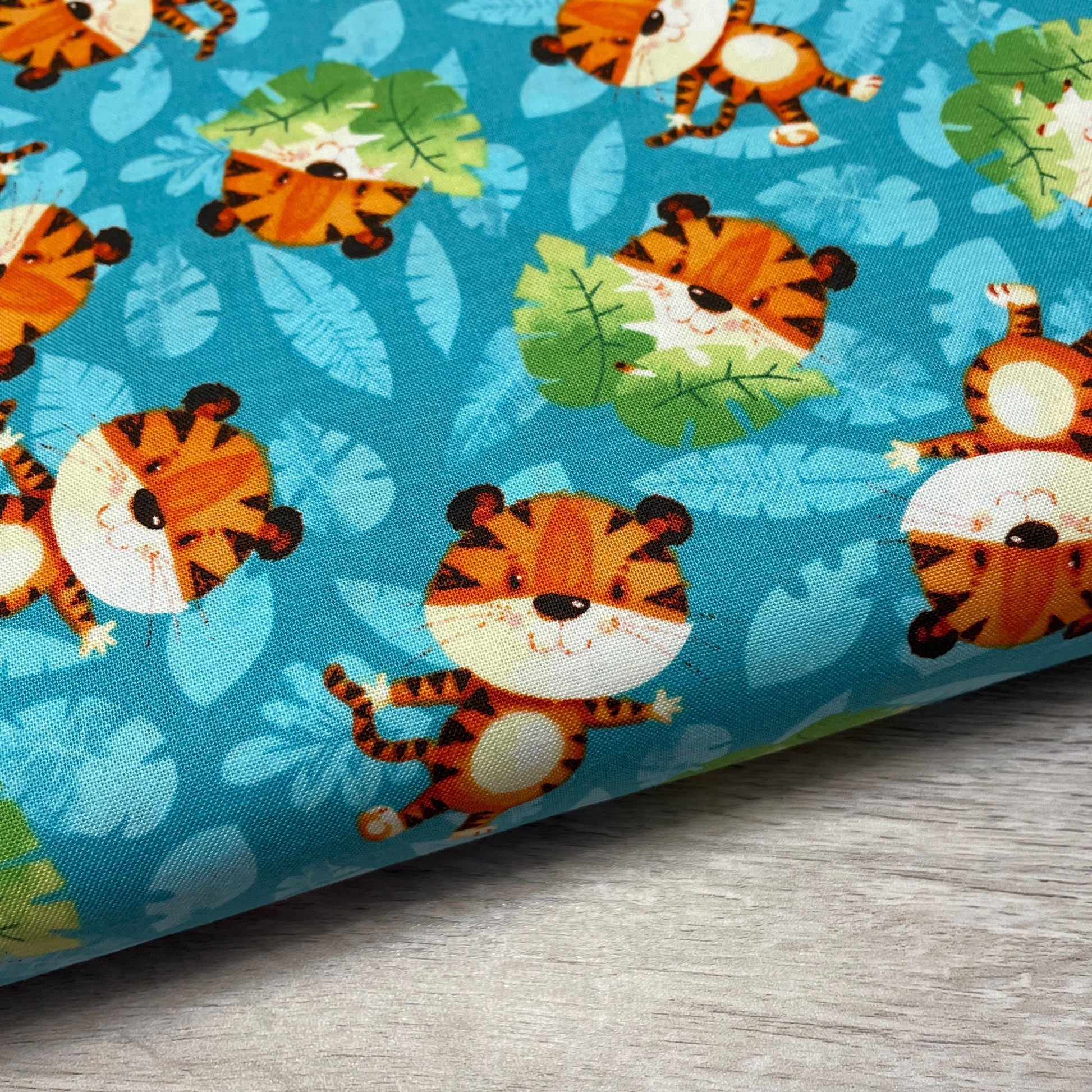 Tossed Tiger Fabric - 100% cotton - Henry Glass - Party Animals by Rob Parkinson