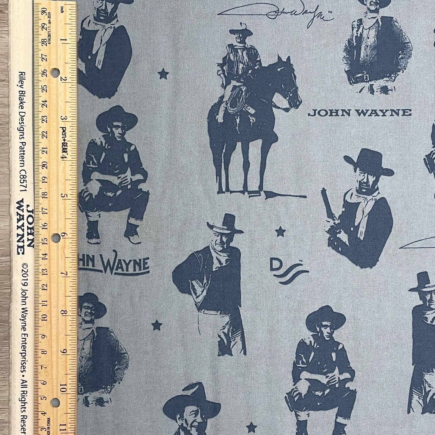 John Wayne Fabric - Silhouettes Blue - OOP Out of Print