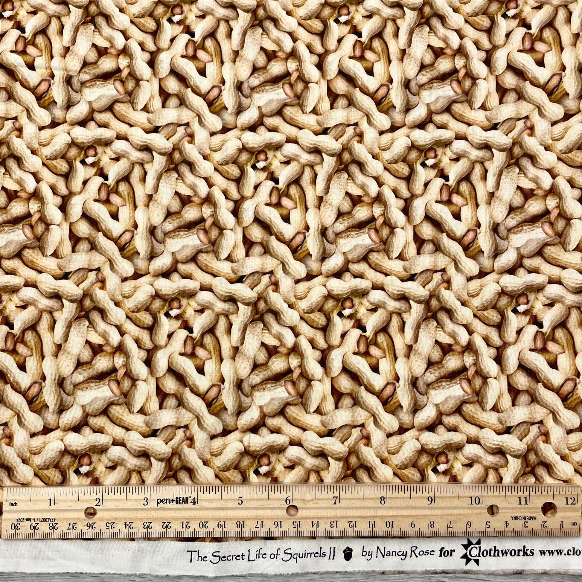 Peanuts Fabric - The Secret Life of Squirrels II Digital - Clothworks - Y4224-64 Light Caramel
