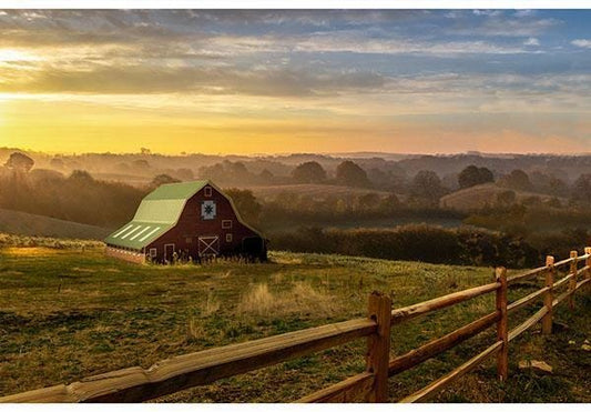 Barn fabric panel - 42" x 29" - 100% Cotton - Homestead by Hoffman - W5514-131-Oak