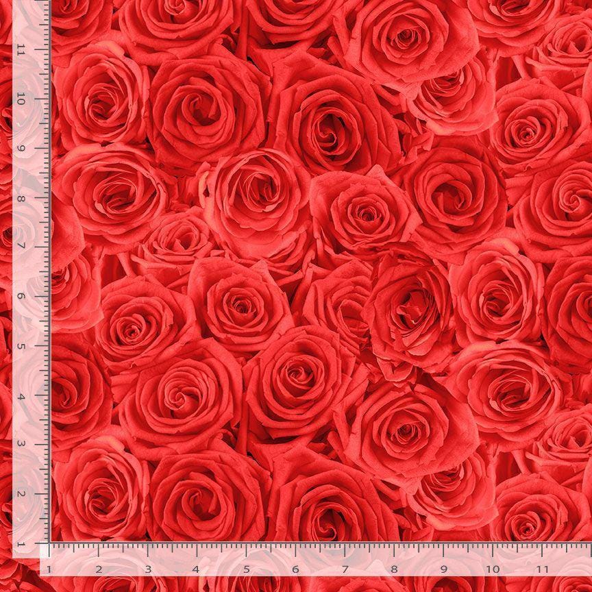 Red Rose Fabric - Timeless Treasures - 100% Cotton Fabric - Rendezvous Collection
