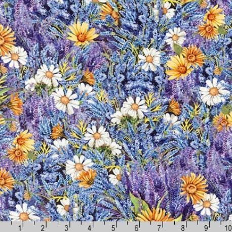 Lavender Fabric - Robert Kaufman - 100% Cotton Fabric - AMK-17447-23 LAVENDER - Flowers