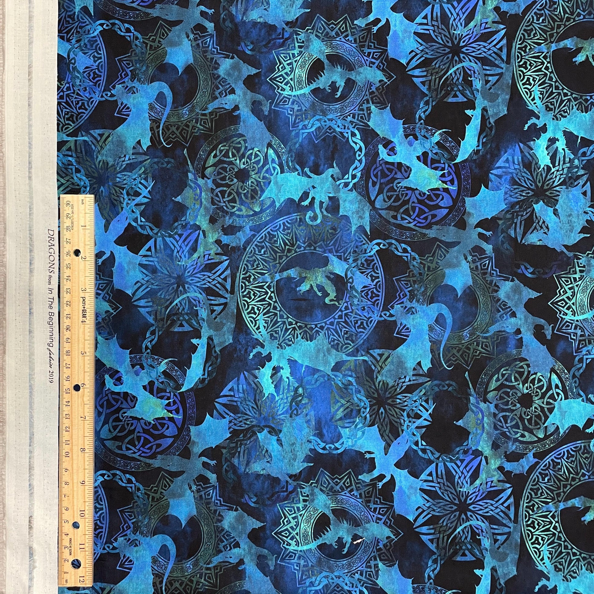 Dragon Fabric - Blue Fury - 100% Cotton - In The Beginning Studio - 4DRG-2
