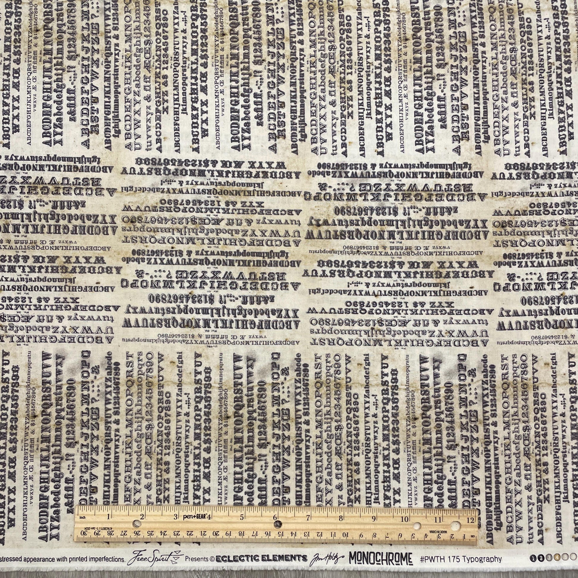 Tim Holtz Typography - Parchment - 100% Cotton Fabric - FreeSpirit - Eclectic Elements - Monochrome Collection
