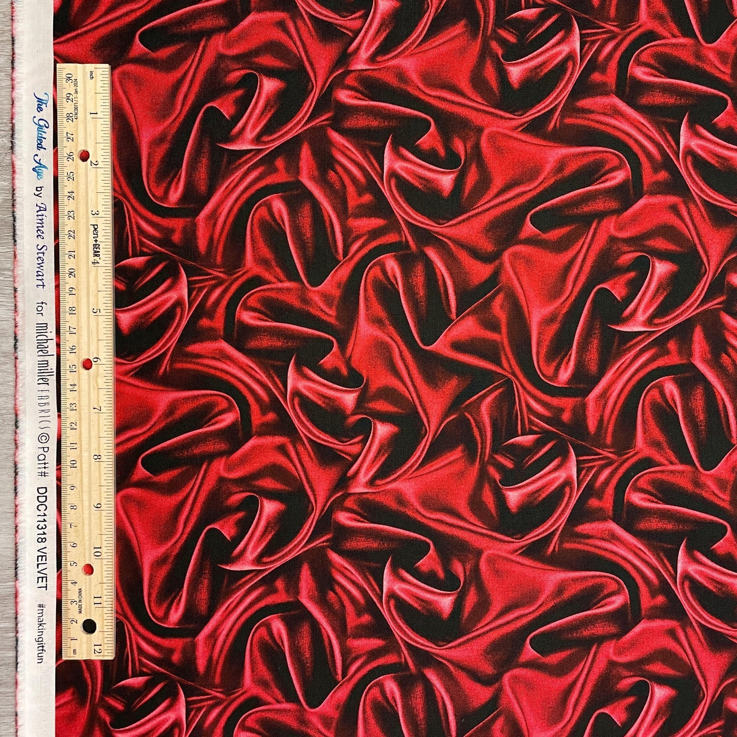 Velvet COTTON Fabric - Red - The Gilded Age by Michael Miller - Not real velvet - Faux velvet material
