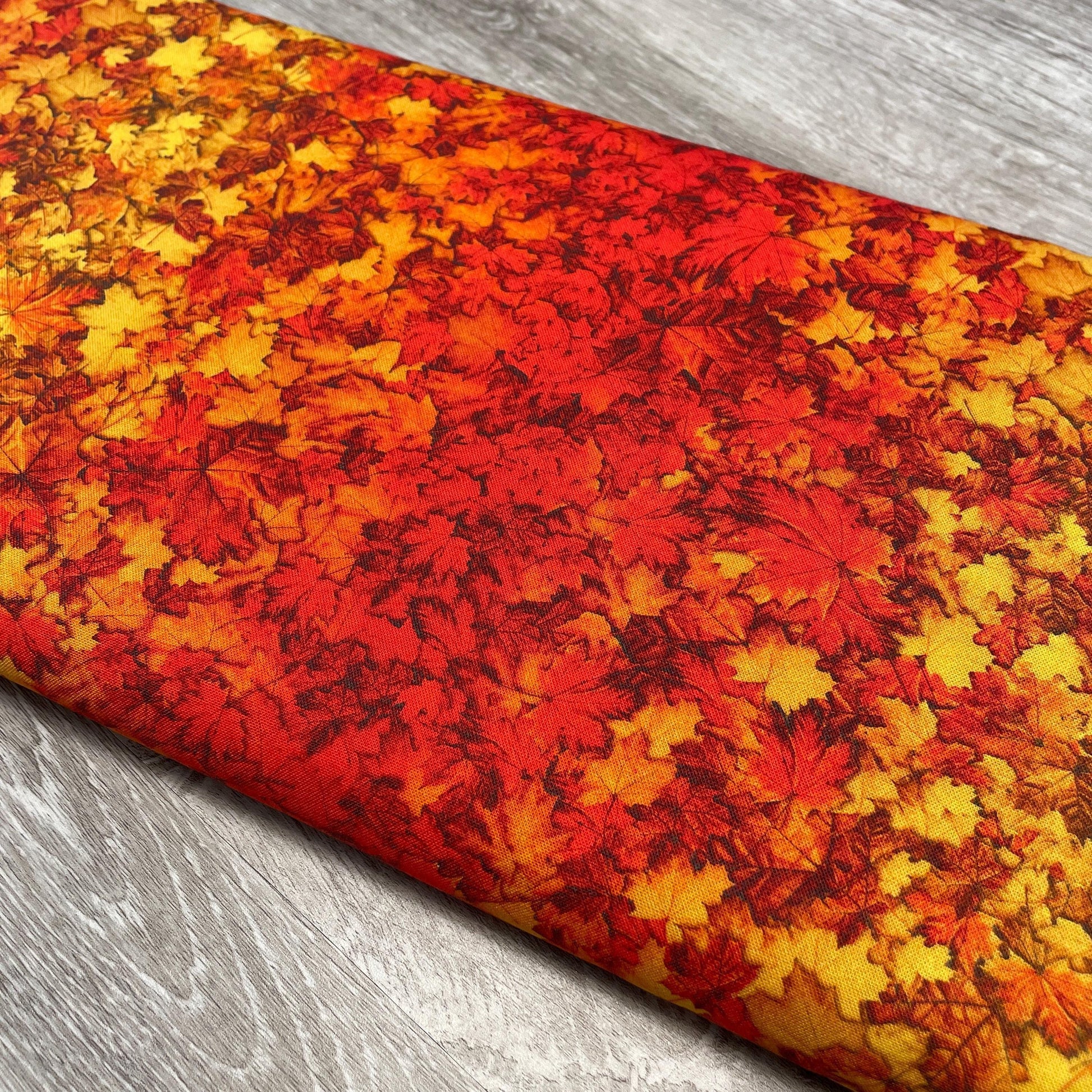Fall Leaf Fabric - Orange Ombre Leaves - Autumn Glory