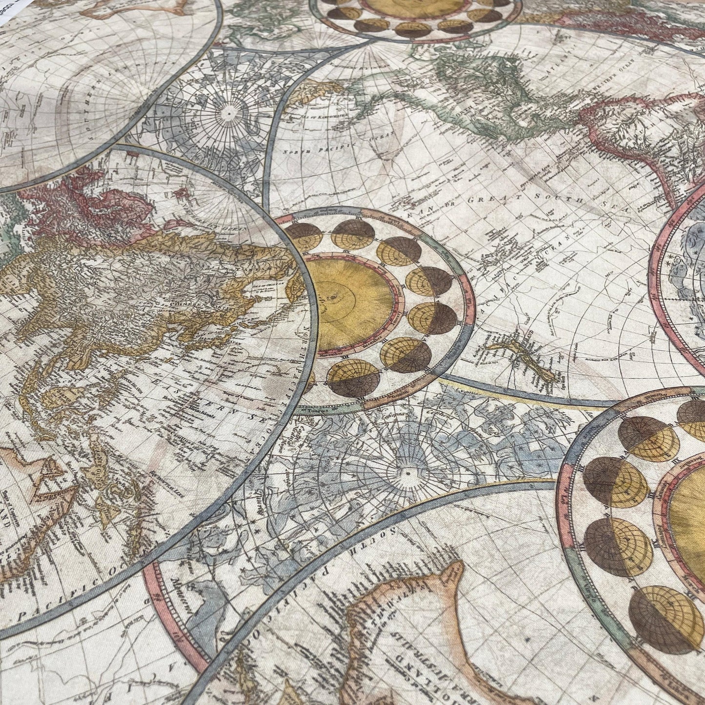 World Map Fabric - Robert Kaufman Library of Rarities - 100% Cotton - SRKD-19187-199 ANTIQUE