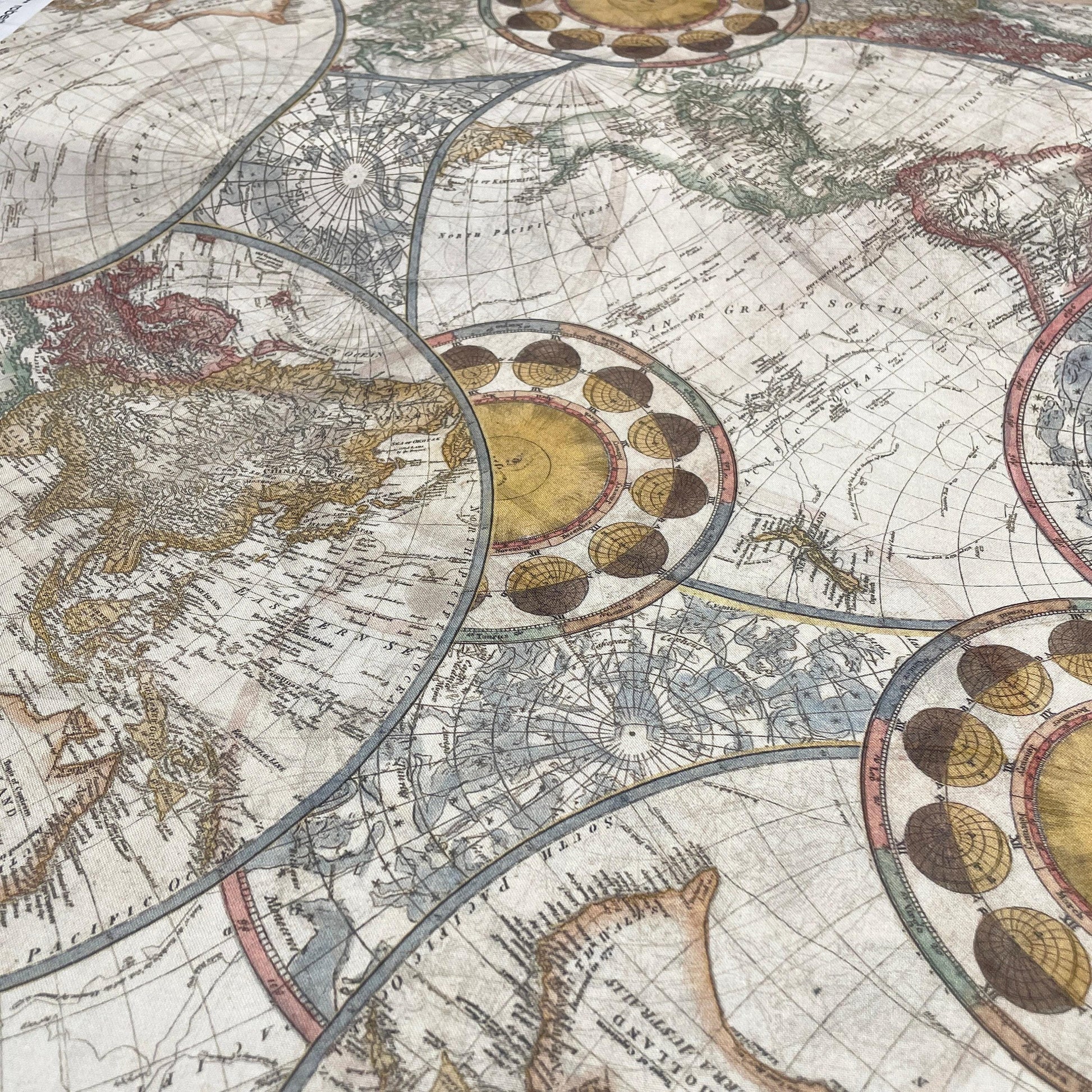 World Map Fabric - Robert Kaufman Library of Rarities - 100% Cotton - SRKD-19187-199 ANTIQUE