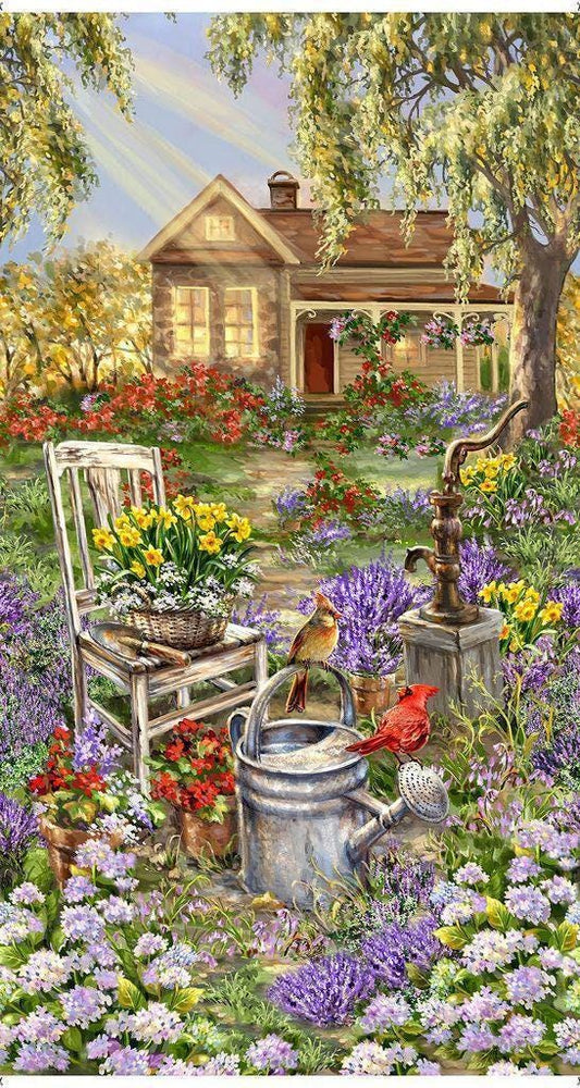 Spring Song Fabric Panel 24" x 44" - 100% cotton - Timeless Treasures - floral material quilting gardener