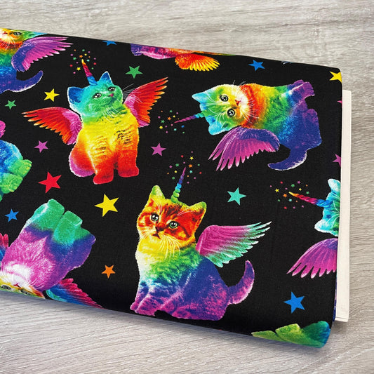 Rainbow Unicorn Cat Fabric - Crazy for Cats