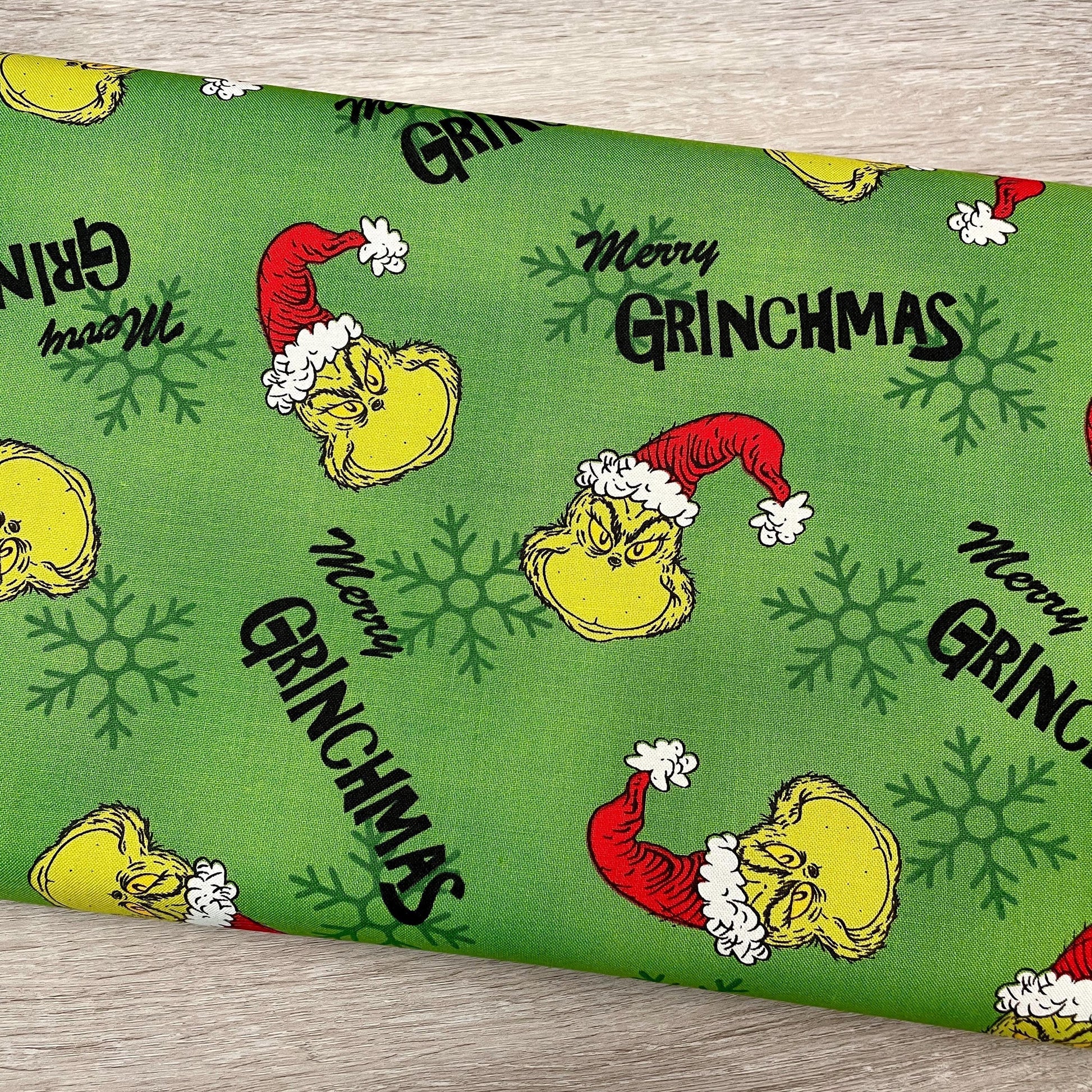 Robert Kaufman Grinch Fabric - Green Merry Grinchmas - How the Grinch Stole Christmas - 100% cotton