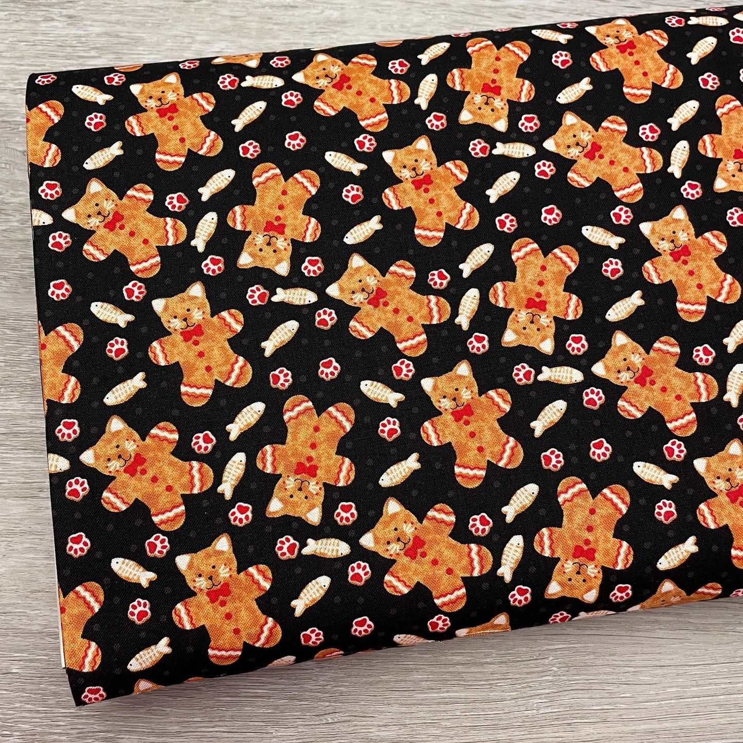 Christmas Cat Cookie Fabric - Furry and Bright Collection