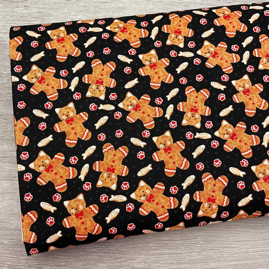 Christmas Cat Cookie Fabric - Furry and Bright Collection