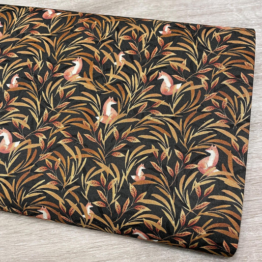 Fox Fabric - Fox In Leafy Forest - 100% Cotton