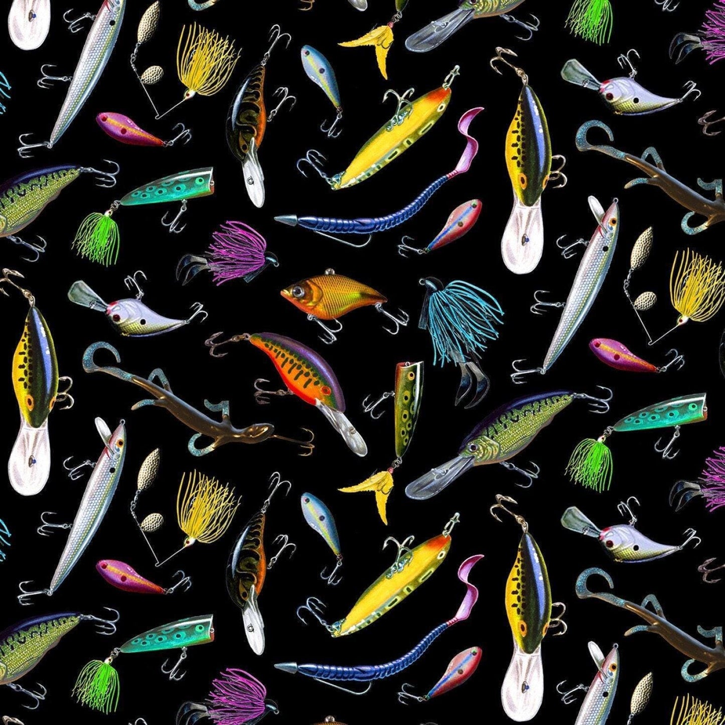 Fishing Lures - Tight Lines collection by Elizabeth&#39;s Studio - 100% Cotton Fabric - Hard lure fishing theme fishing material -SHIPS NEXT DAY