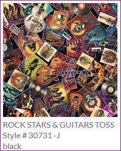 Rock Stars and Guitars Fabric - 100% Cotton - QT Fabrics - Rock and Roll Fantasy