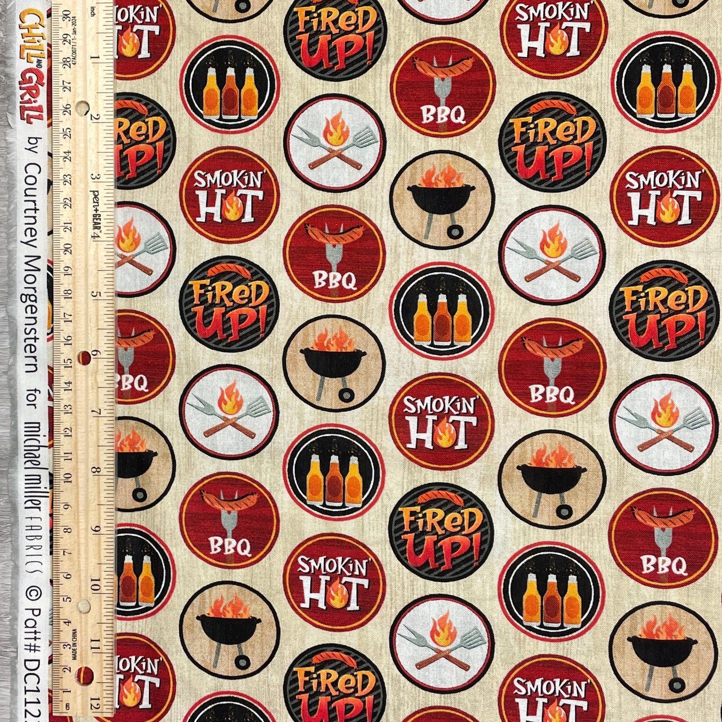 BBQ Fabric - Michael Miller - 100% Cotton - Chill and Grill - Grilling Barbecue Cooking Chef Gift