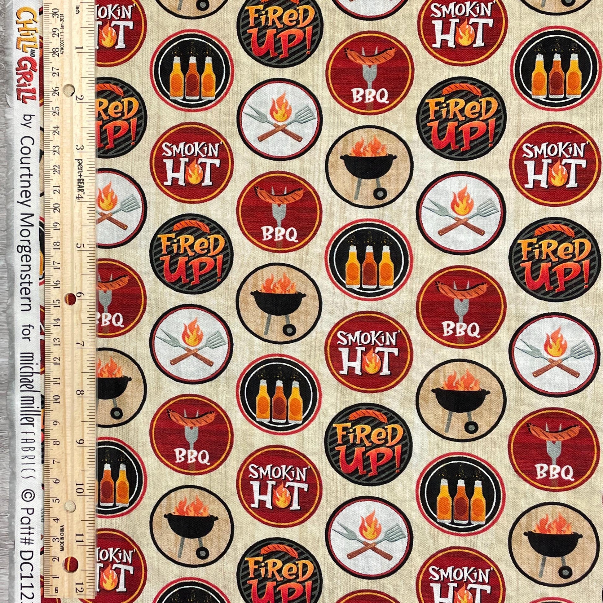 BBQ Fabric - Michael Miller - 100% Cotton - Chill and Grill - Grilling Barbecue Cooking Chef Gift