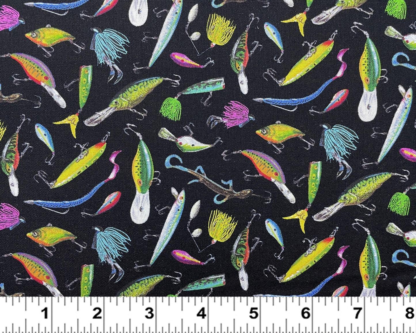Fishing Lures - Tight Lines collection by Elizabeth&#39;s Studio - 100% Cotton Fabric - Hard lure fishing theme fishing material -SHIPS NEXT DAY